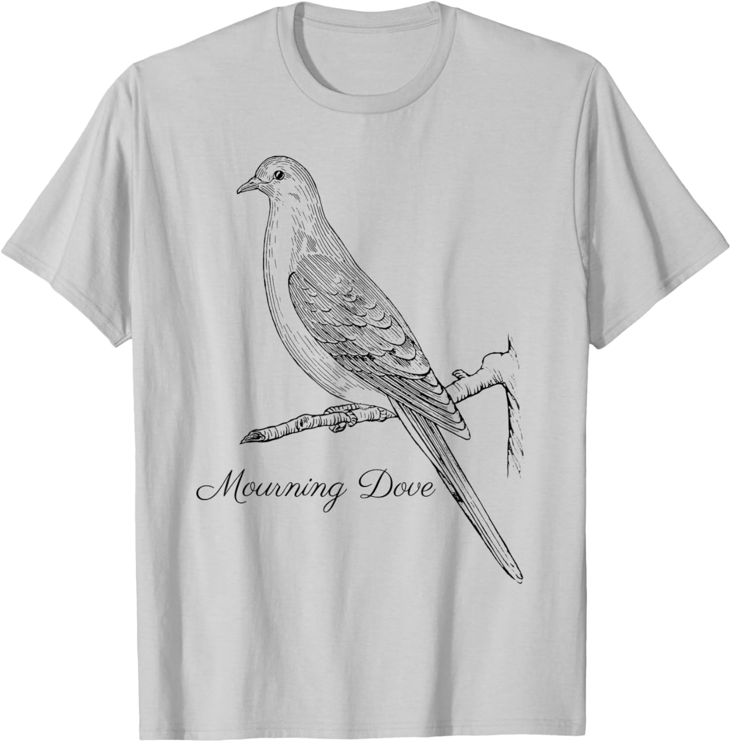 Mourning Dove Bird Shirt Ornithology Black Lines T-Shirt - T-Shirt | Ash