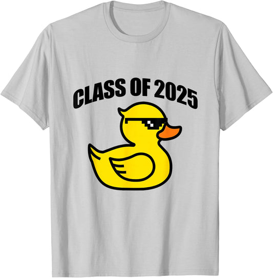 Cool Proud of Class of 2025 with Rubber Yellow Duck Graphic T-Shirt - T-Shirt | Ash