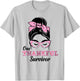 One Thankful Survivor Messy Bun Breast Cancer Awareness T-Shirt - T-Shirt | Ash