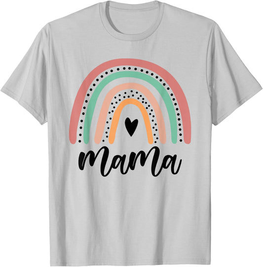 Rainbow Mama Gift Mothers Day New Mom Life Miracle Baby Boho T-Shirt - T-Shirt | Ash