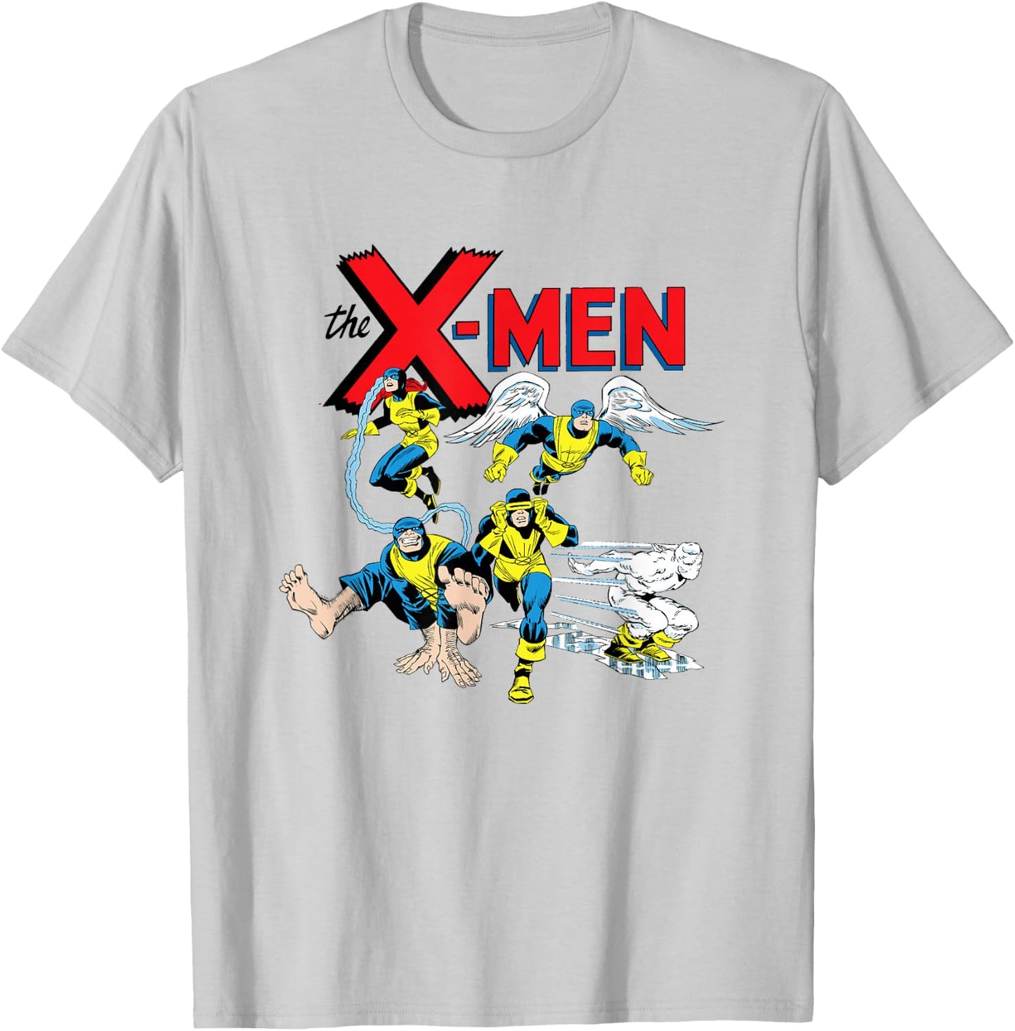 Marvel X-Men Original Group In Action Group Shot Vintage T-Shirt - T-Shirt | Ash