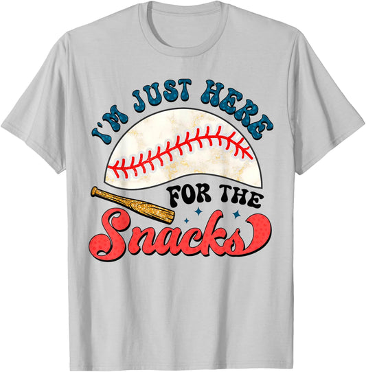 Baseball Brother I'm Just Here for the Snacks T-Shirt - T-Shirt | Ash