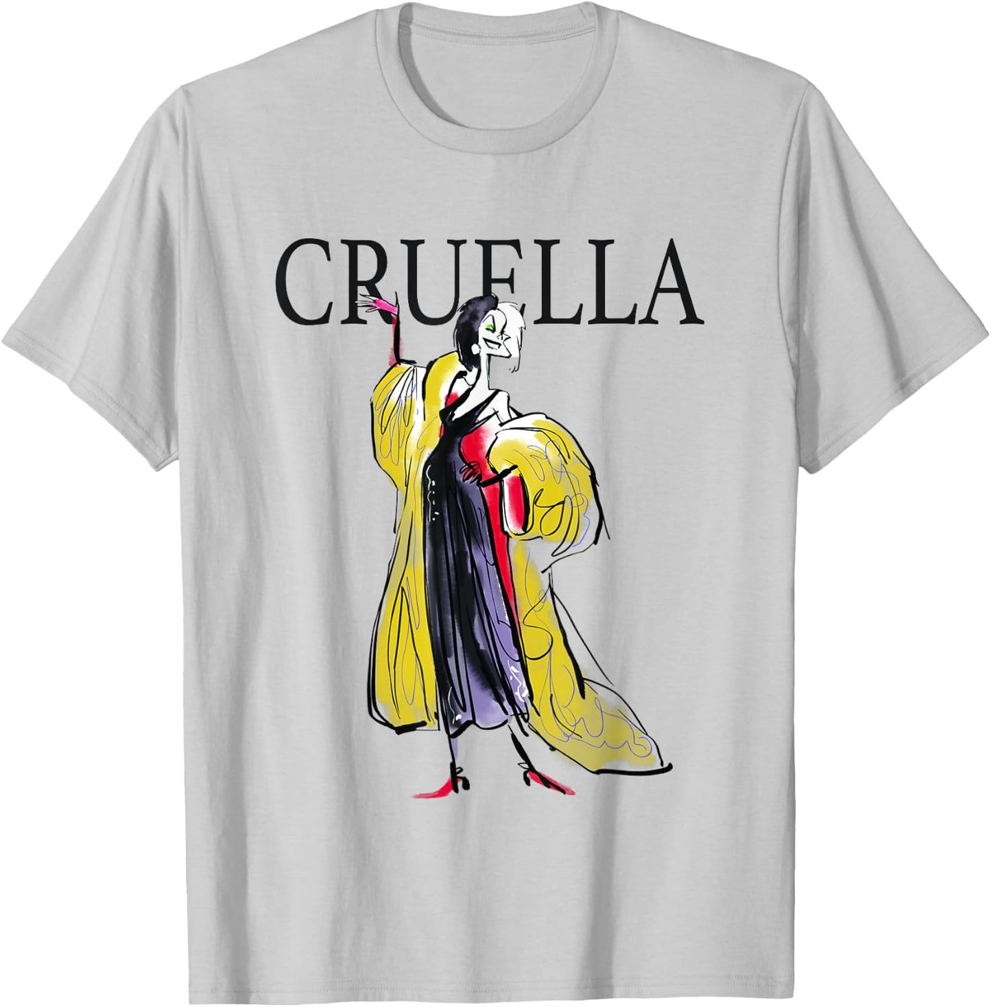 Disney 101 Dalmatians Cruella de Vil Sassy Retro Sketch T-Shirt - T-Shirt | Ash