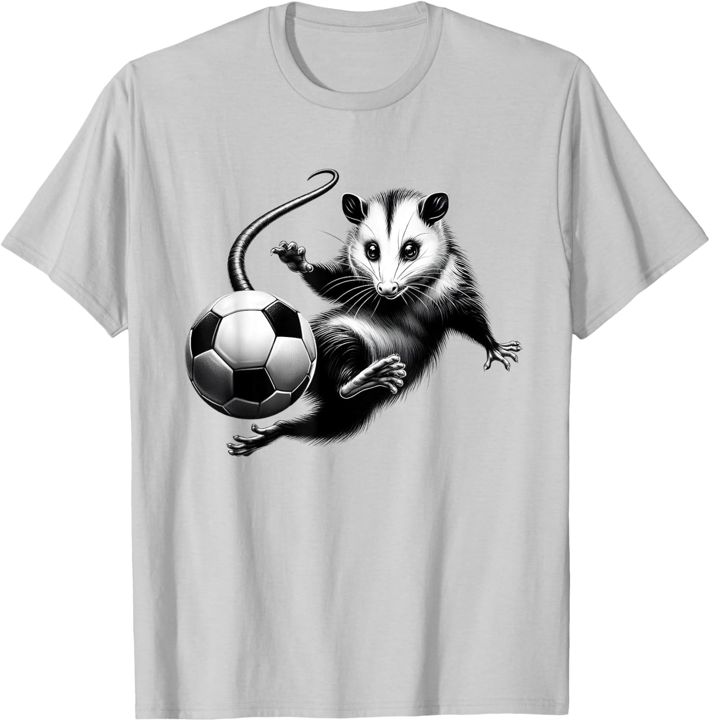Vintage Possum Playing Soccer Opossum Lover Soccer Player T-Shirt - T-Shirt | Ash