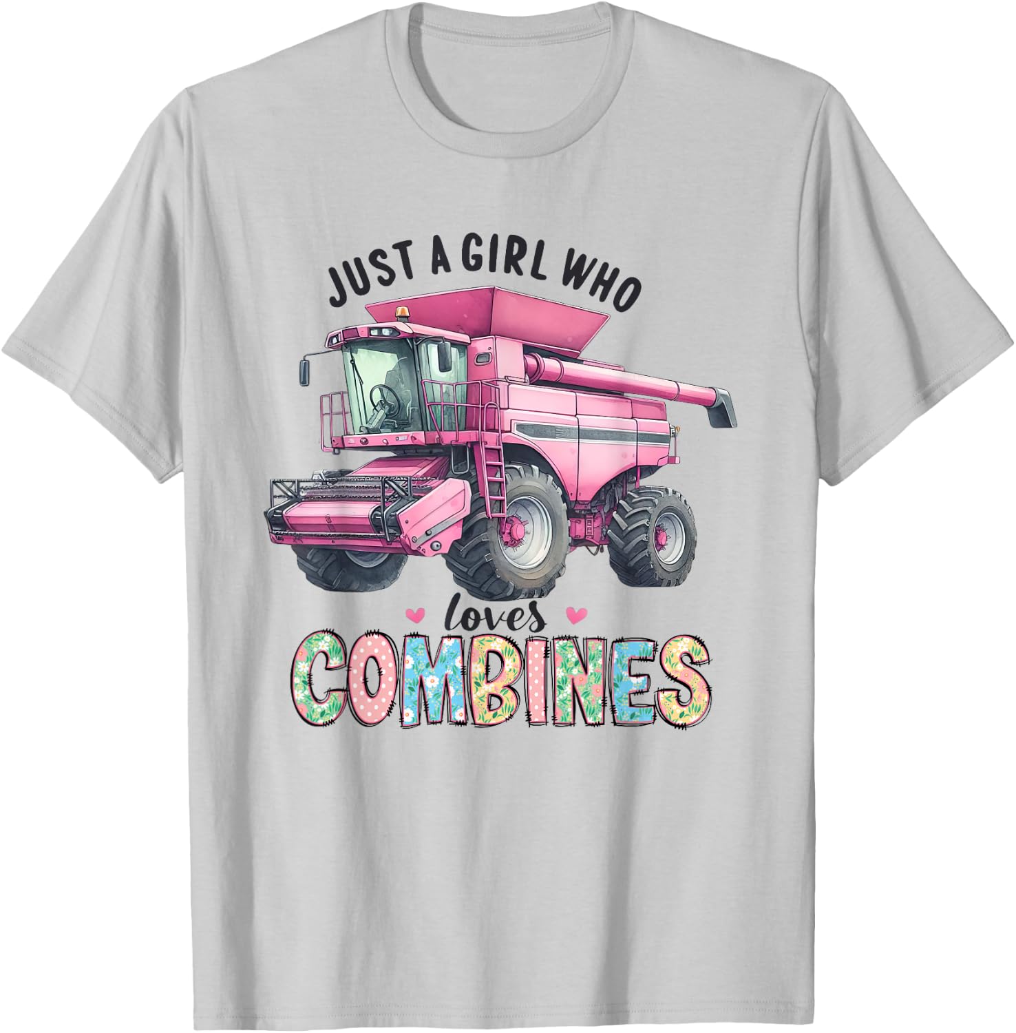Farm Combine Just a Girl Who Loves Combines Pink Combine T-Shirt - T-Shirt | Ash