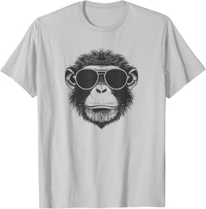 Cute Aviator Monkey Women Girl Boy Funny Animal T-Shirt - T-Shirt | Ash