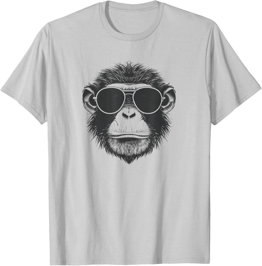 Cute Aviator Monkey Women Girl Boy Funny Animal T-Shirt - T-Shirt | Ash