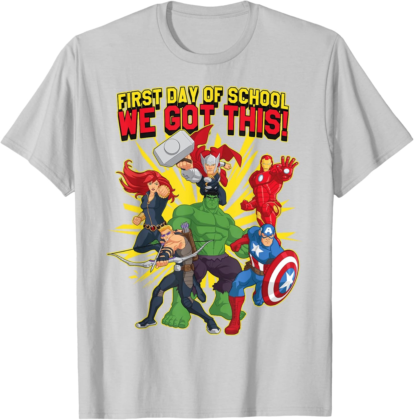 Marvel Avengers First Day Of School Text T-Shirt - T-Shirt | Ash