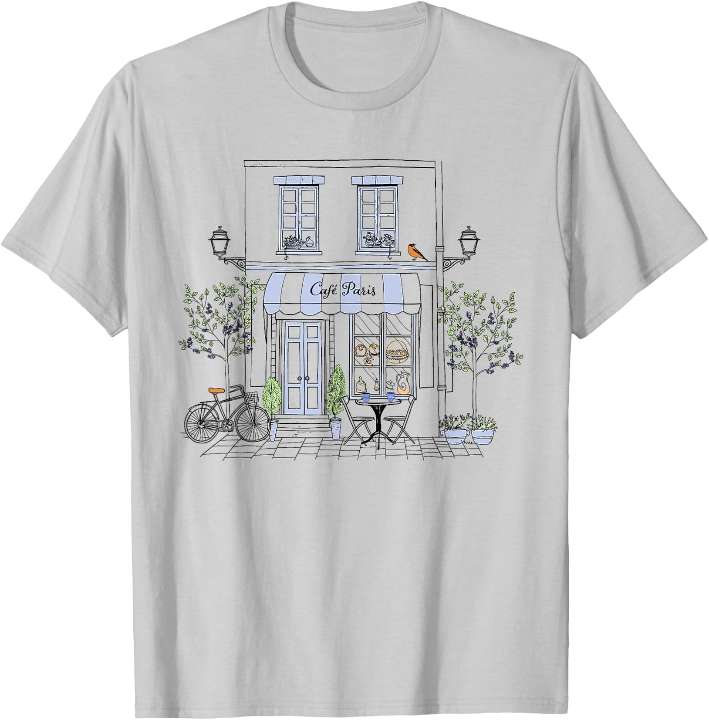 Cute French Coffee Café Paris Graphic Drawing Souvenir T-Shirt - T-Shirt | Ash