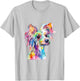 Chinese Crested Dog Colorful Watercolor Dog T-Shirt - T-Shirt | Ash