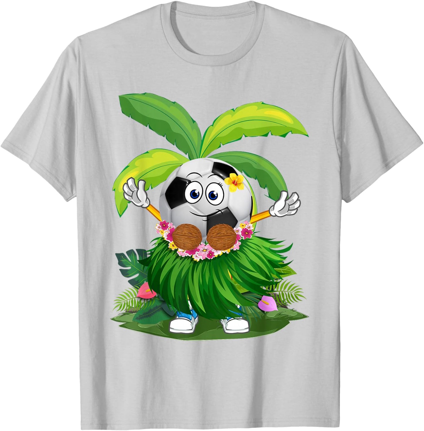 Funny Hawaii Soccer Ball Hawaiian Tropical Summer Vacation T-Shirt - T-Shirt | Ash