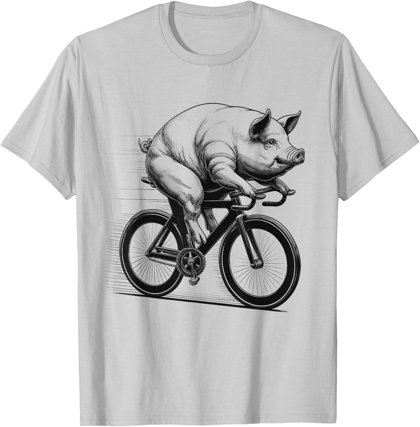 Pig Riding Bike Biker Bicycle Lover Biking T-Shirt - T-Shirt | Ash