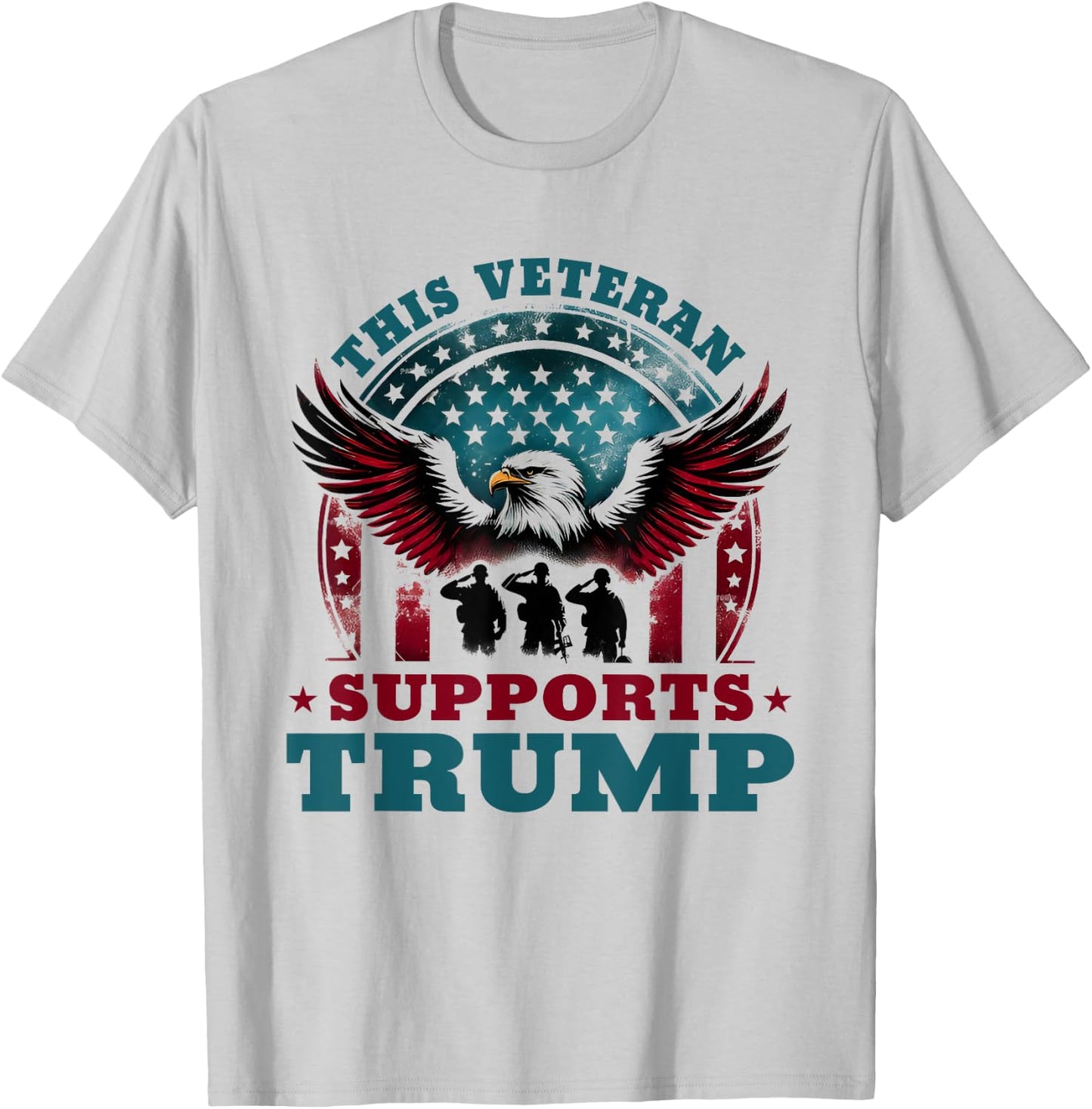 This Veteran Supports Trump 2024 American Flag 4th Of July T-Shirt - T-Shirt | Ash