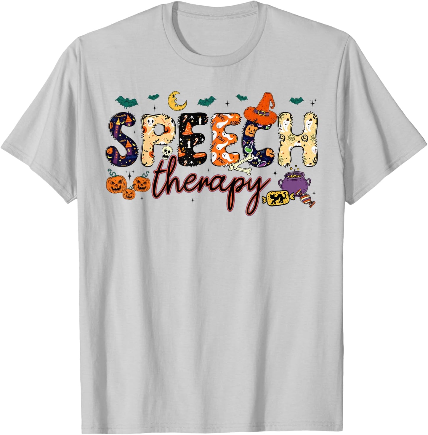 SLP Speech Language Pathologist Speech Therapist Halloween T-Shirt - T-Shirt | Ash