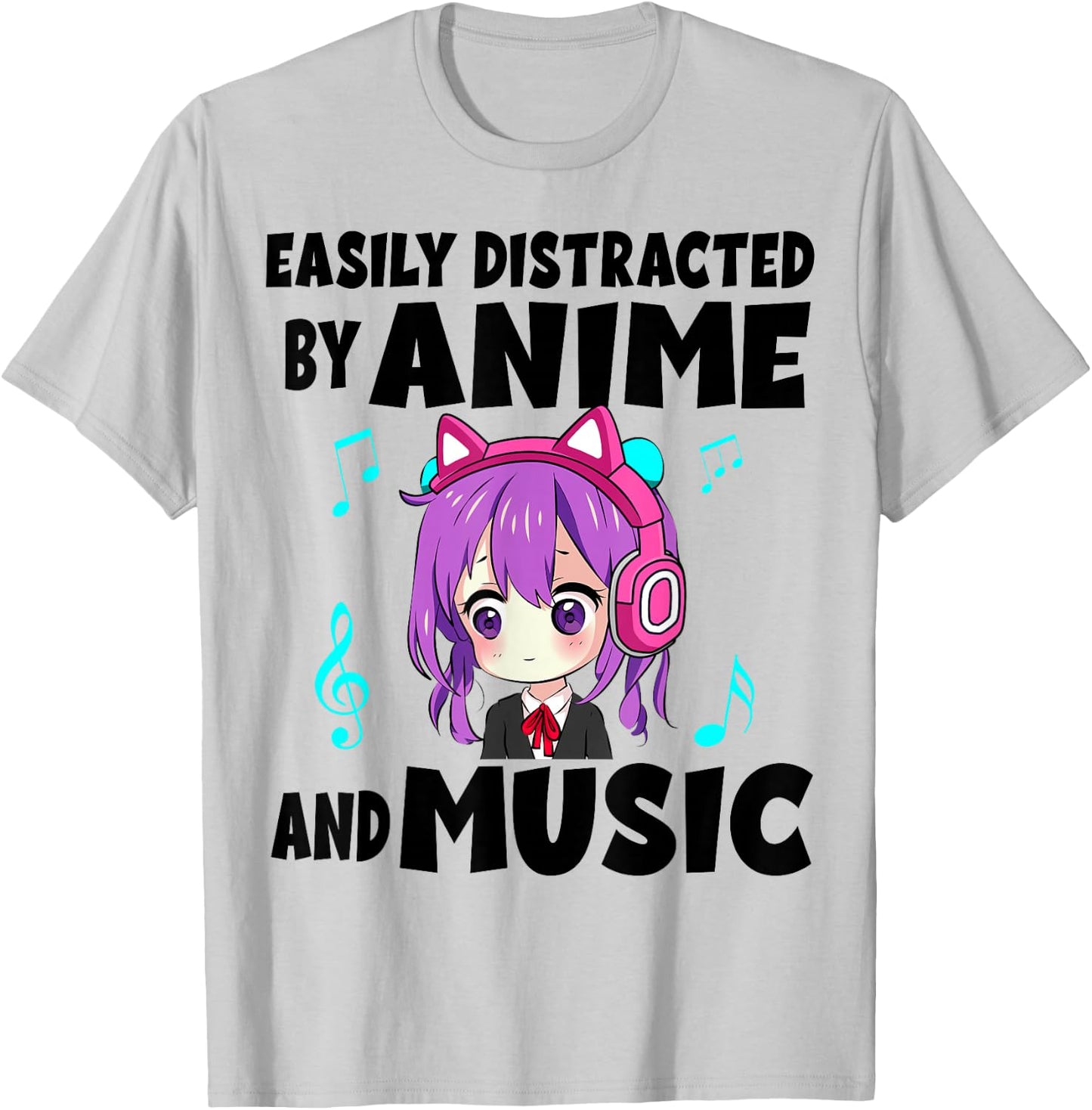 funny Anime and Music Girl for Teen chibi graphic Anime girl T-Shirt - T-Shirt | Ash