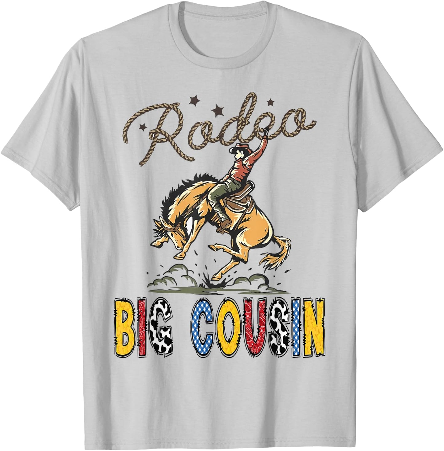 Rodeo Big Cousin Cowboy Cowgirl Birthday Kids Matching T-Shirt - T-Shirt | Ash