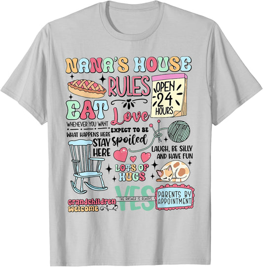 Nana's House Rules T-Shirt - T-Shirt | Ash