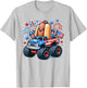 4th of July Shirts Boys Kids Hot Dog Red White Blue USA Flag T-Shirt - T-Shirt | Ash