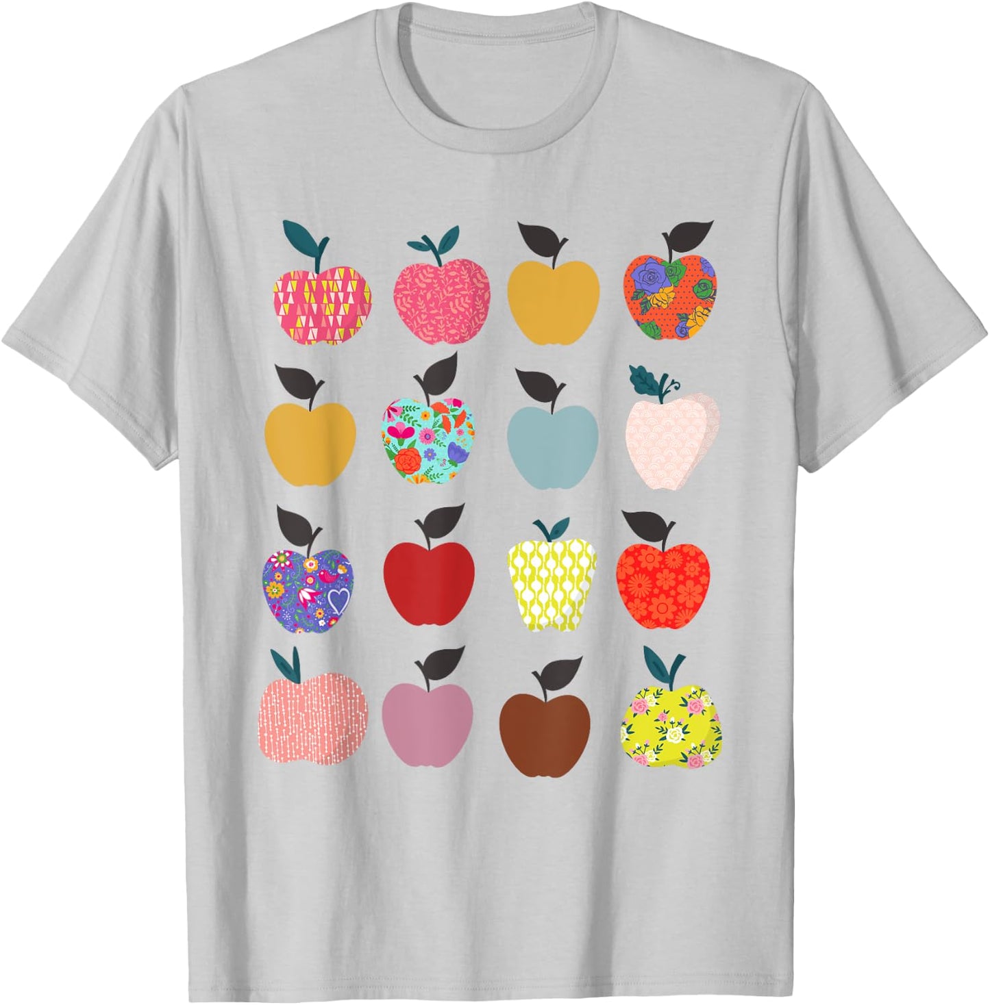 Folk Art Apples Back to school Teacher Shirt Funny T-Shirt - T-Shirt | Ash
