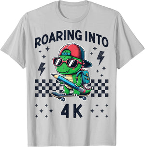Roaring Into 4K Dinosaur First Day of PreK 4 Im Ready for 4K T-Shirt - T-Shirt | Ash