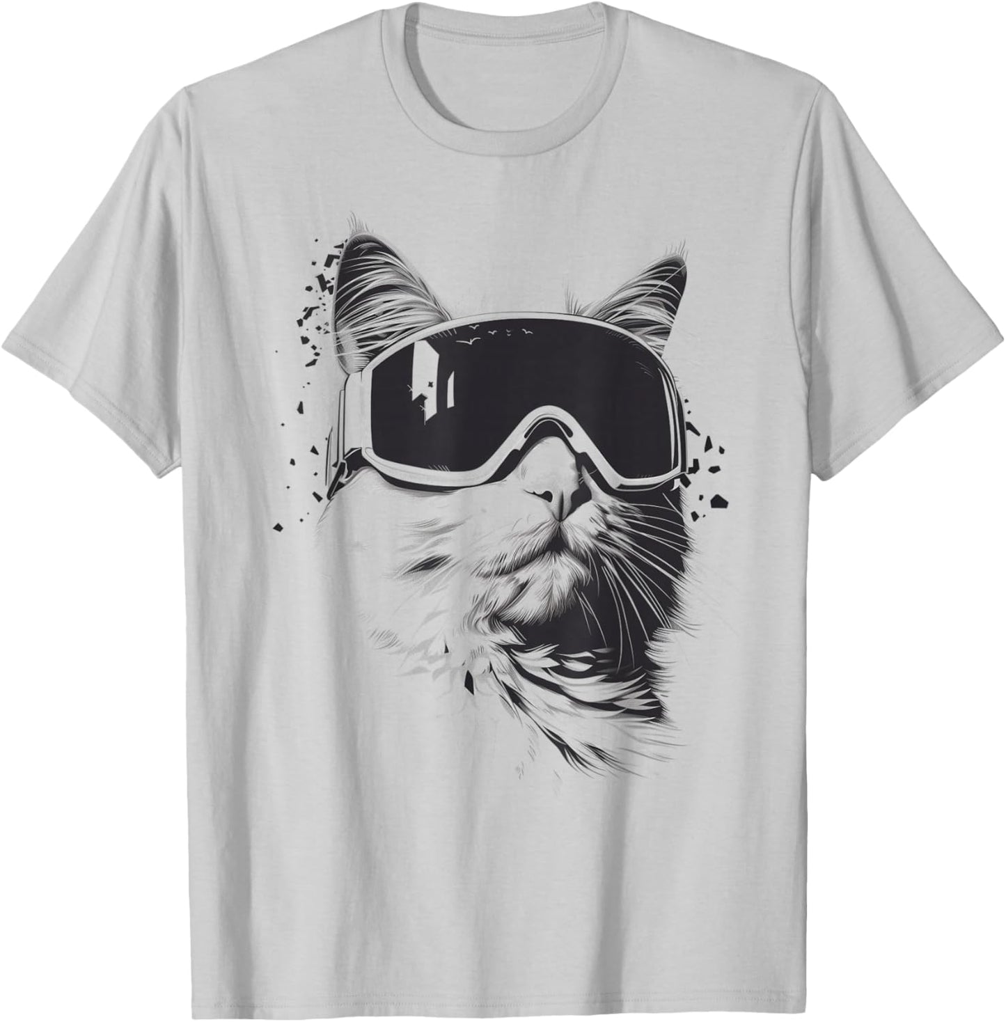 Ski Snowboard Cat Goggles Winter Sports Snowboarder Skiing T-Shirt - T-Shirt | Ash