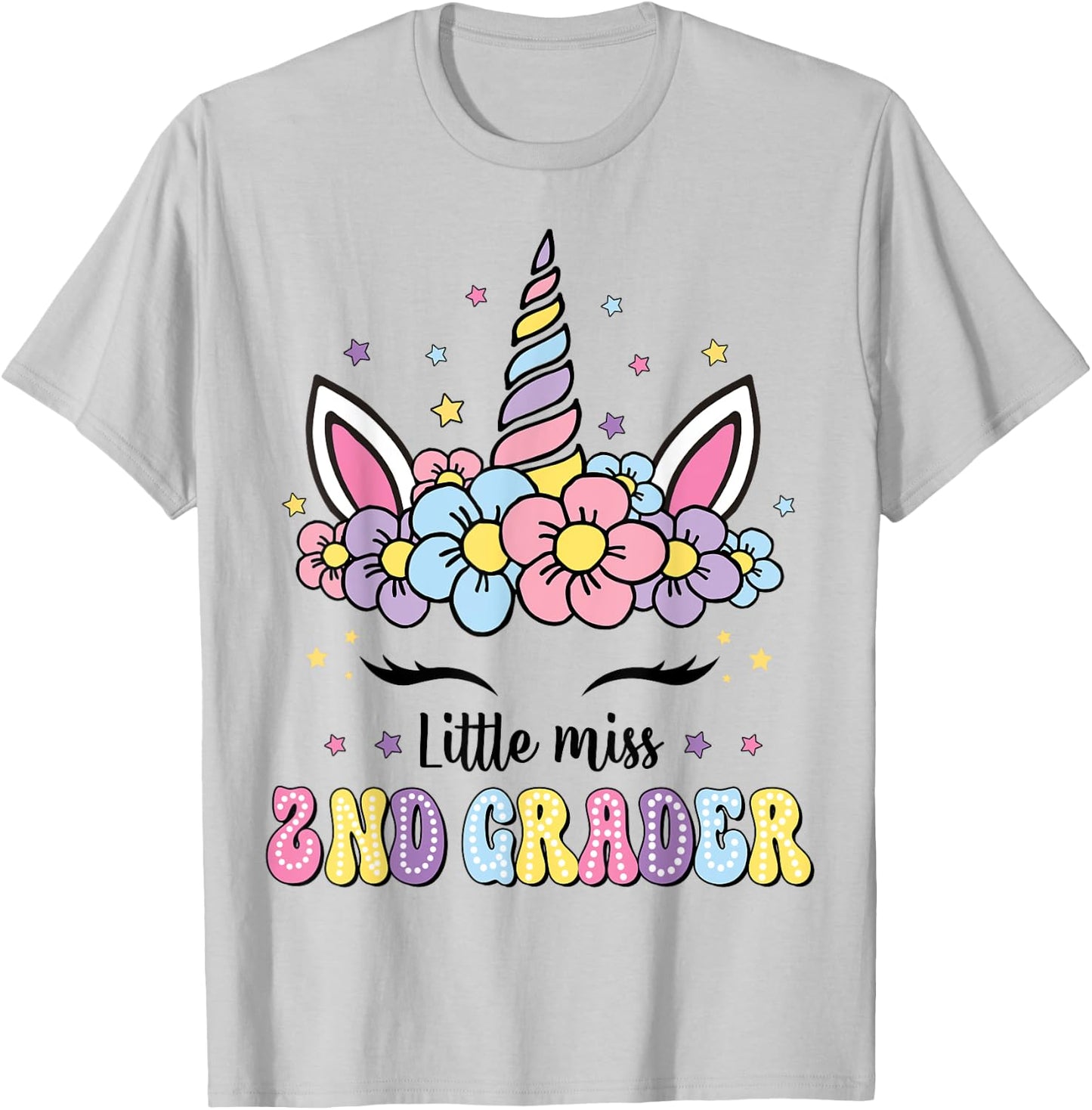 Little Miss 2nd Grade Grader Hello First Day Of School Girls T-Shirt - T-Shirt | Ash