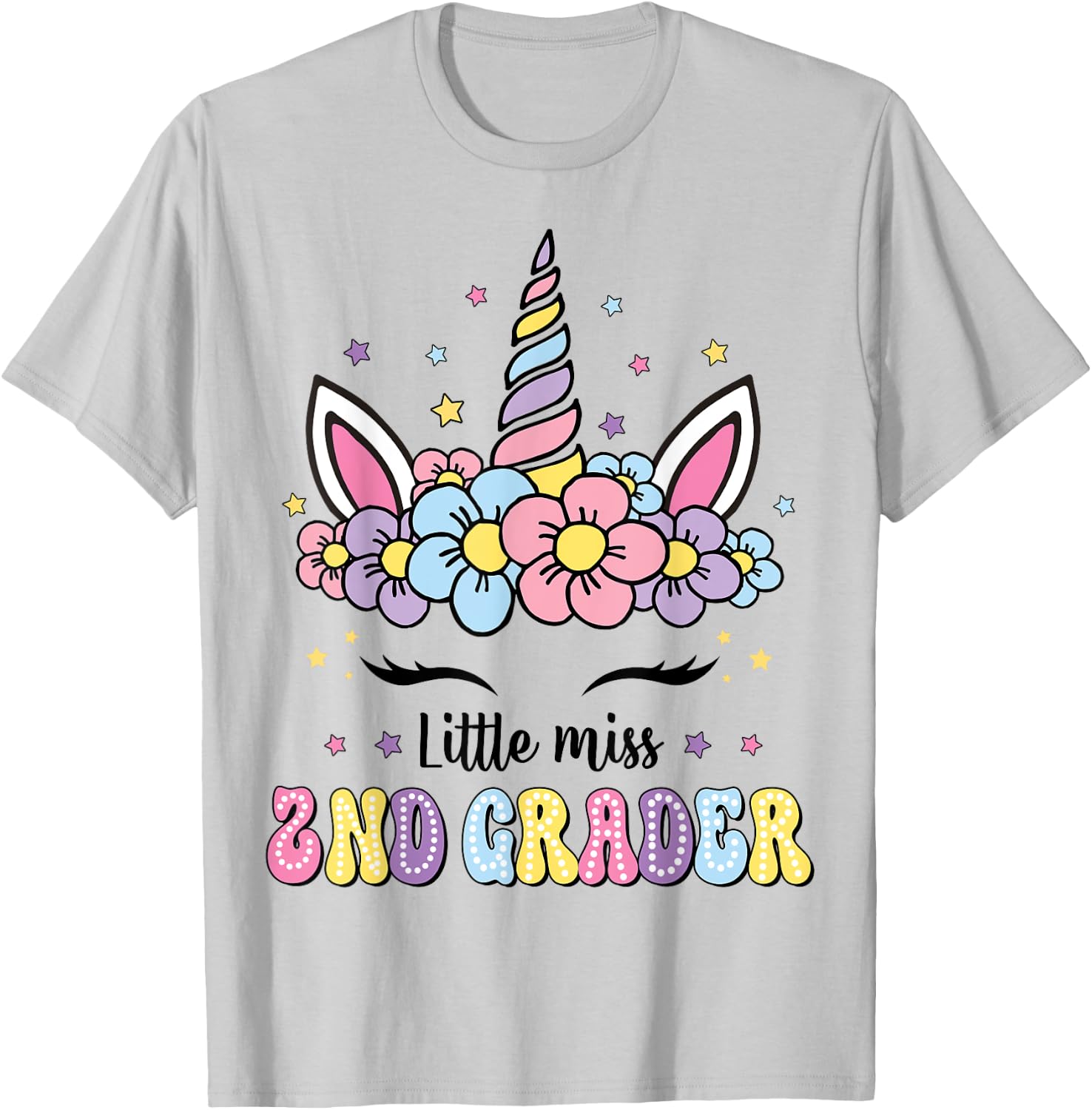 Little Miss 2nd Grade Grader Hello First Day Of School Girls T-Shirt - T-Shirt | Ash
