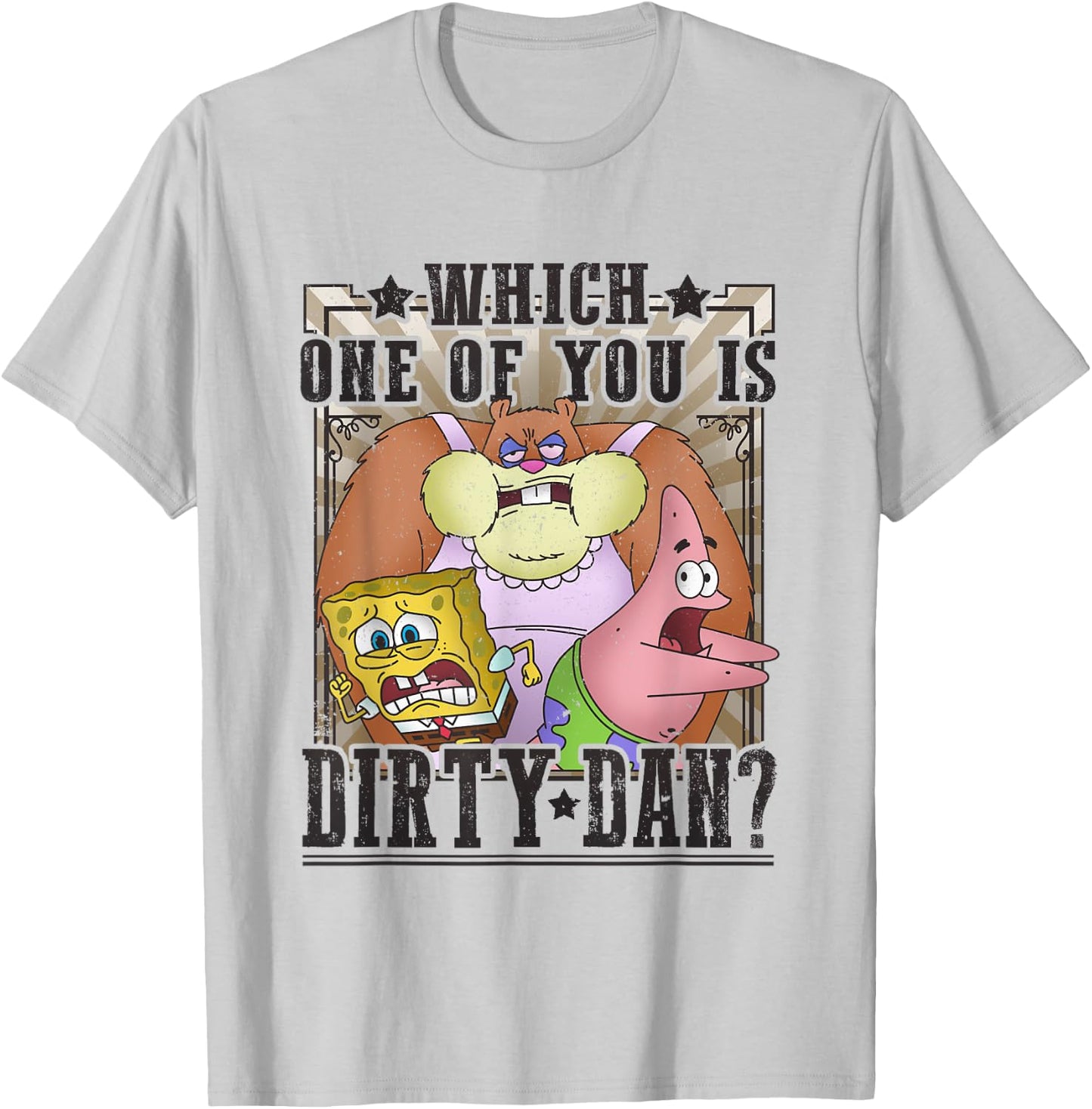SpongeBob SquarePants Which One Of You Is Dirty Dan? Vintage T-Shirt - T-Shirt | Ash