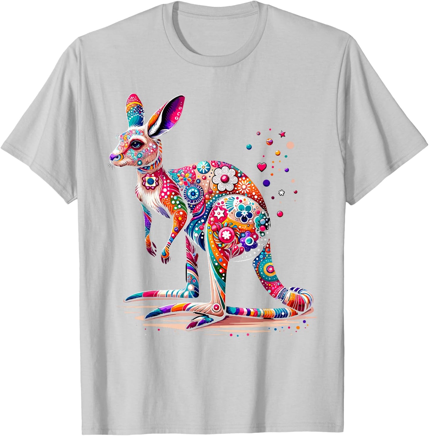 Hobicore Aesthetic Kangaroo Lover Shirt Colorful Kangaroo T-Shirt - T-Shirt | Ash