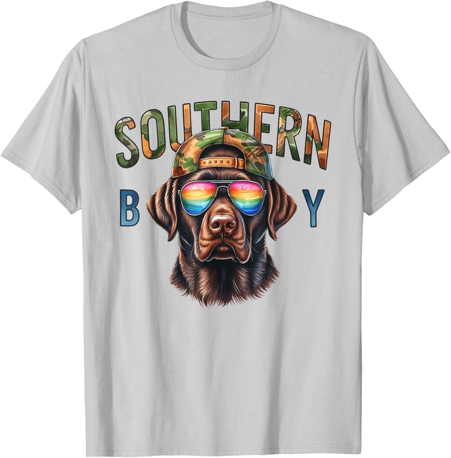 Southern Boy Hunting Dog Labrador Western Hunting Boy T-Shirt - T-Shirt | Ash