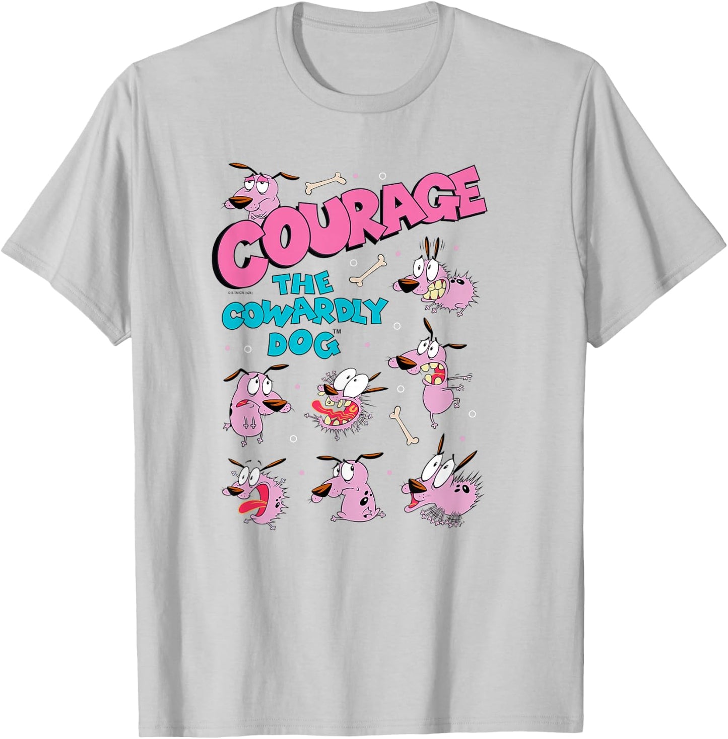 Courage The Cowardly Dog Moods of Courage Collage Cartoon T-Shirt - T-Shirt | Ash
