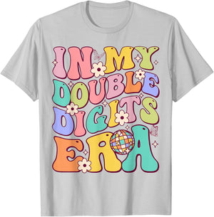 Girl In My Double Digits Era Retro 10 Year Old 10th Birthday T-Shirt - T-Shirt | Ash