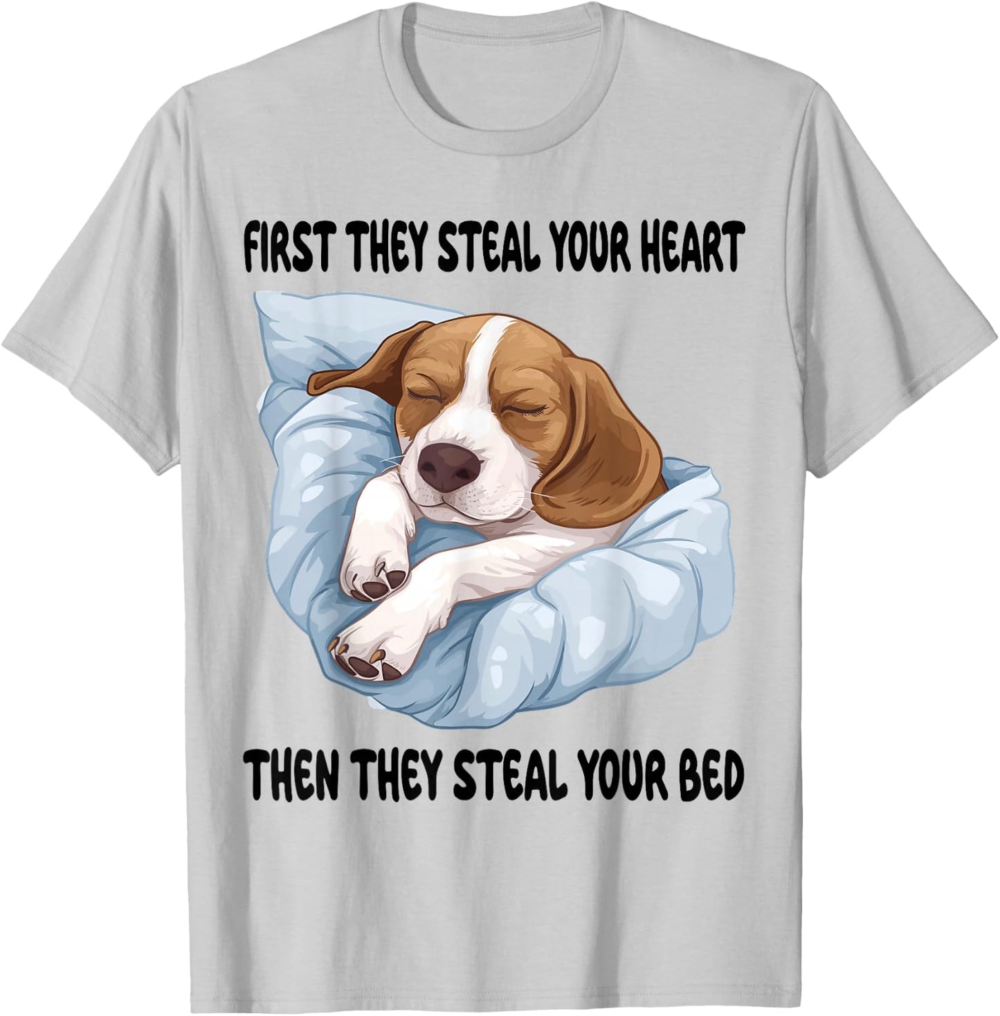 Beagle Sleeping Pajamas Nightgown T-Shirt - T-Shirt | Ash