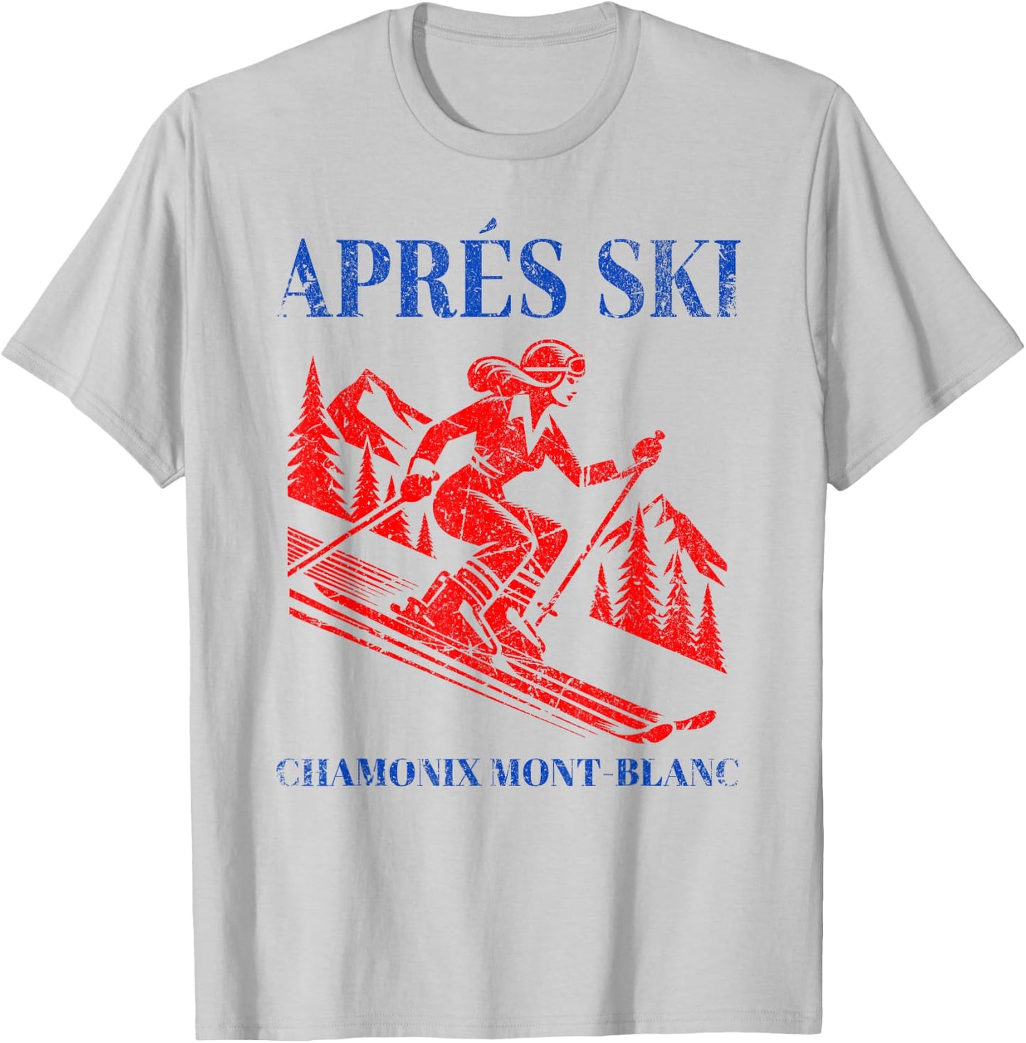 Ski Apres Vintage Ski Skiing Mont Blanc Retro Snow Skier T-Shirt - T-Shirt | Ash