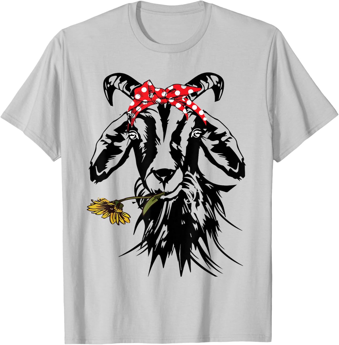 Women's Goats Bandana Farm Animal Lover Funny Goat Graphics T-Shirt - T-Shirt | Ash