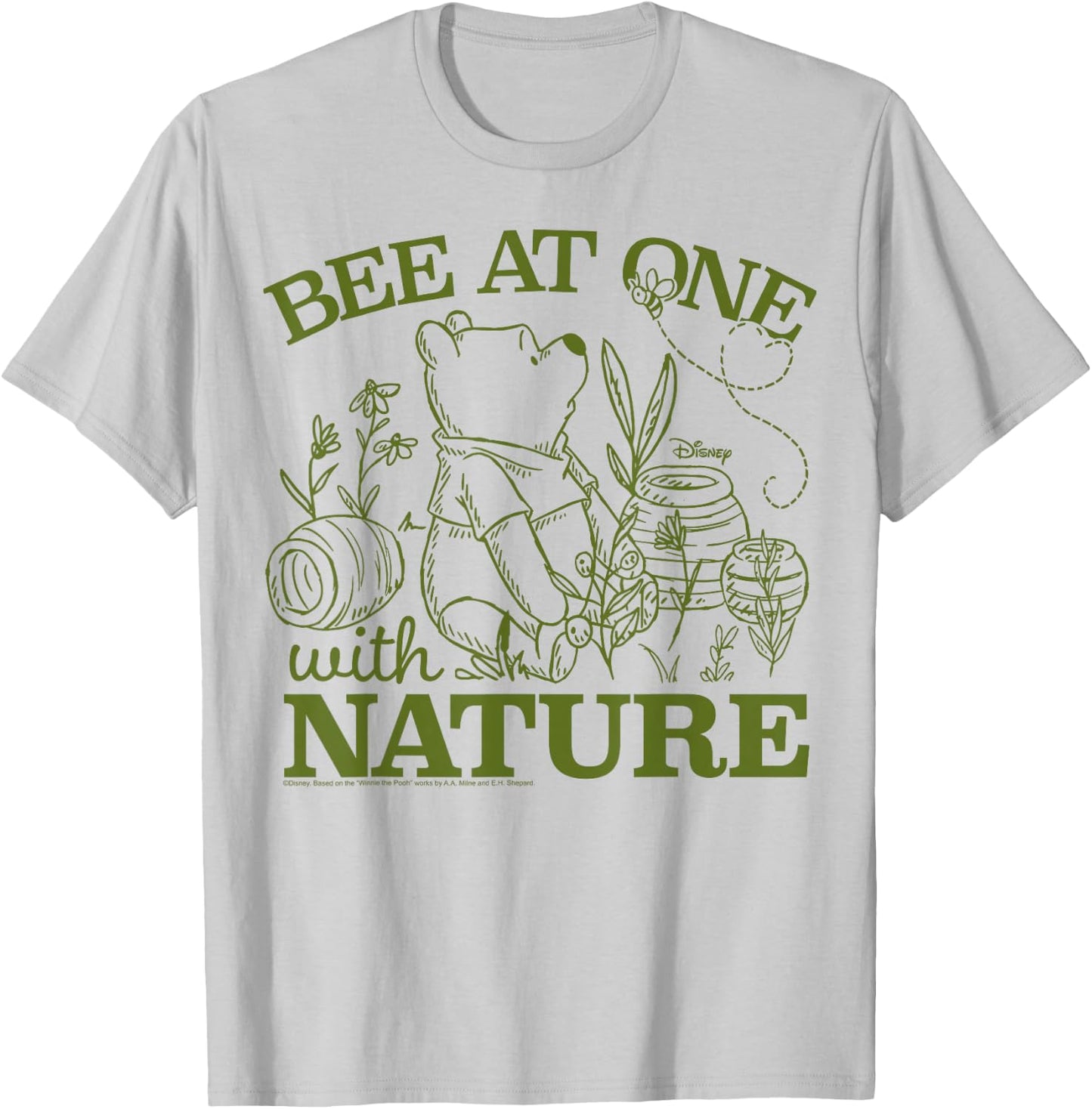 Winnie the Pooh - Bee At One With Nature T-Shirt - T-Shirt | Ash
