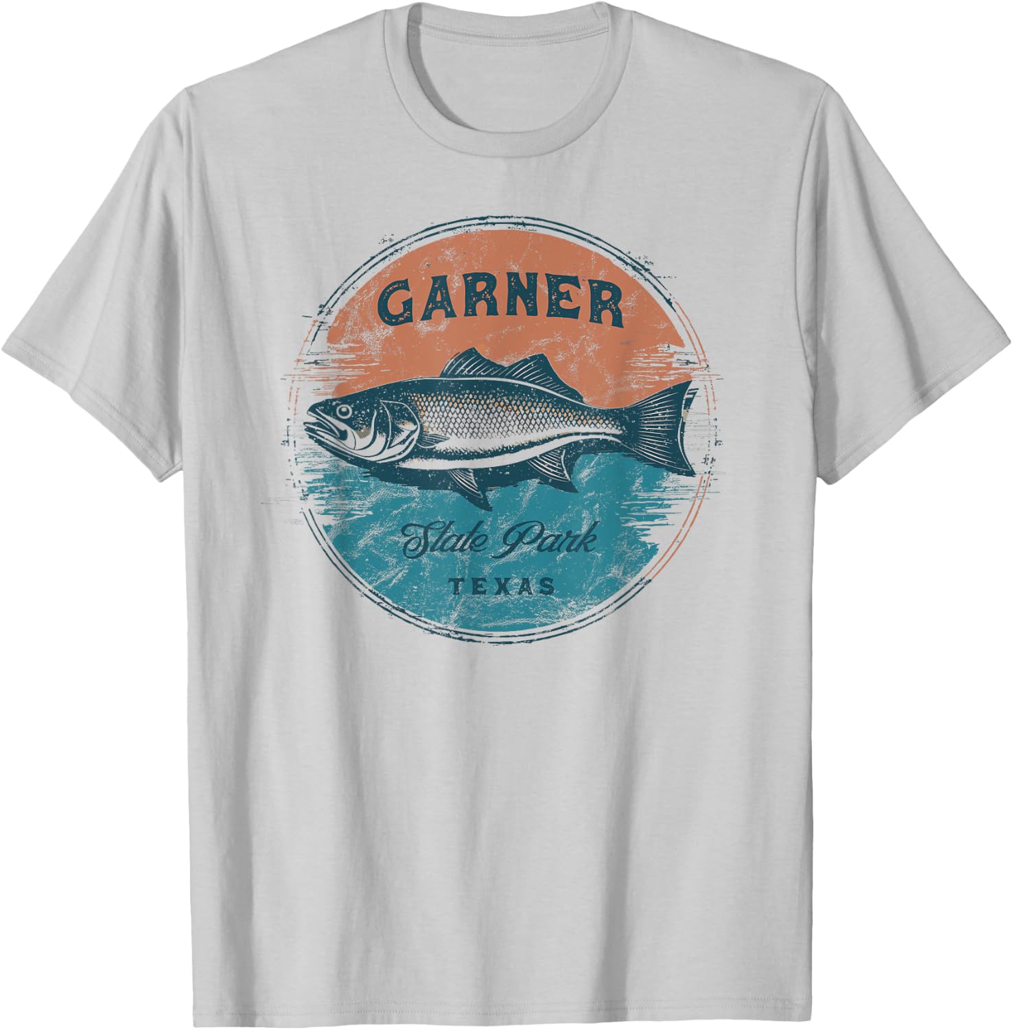 Garner State Park Texas Retro Vintage Fishing T-Shirt - T-Shirt | Ash