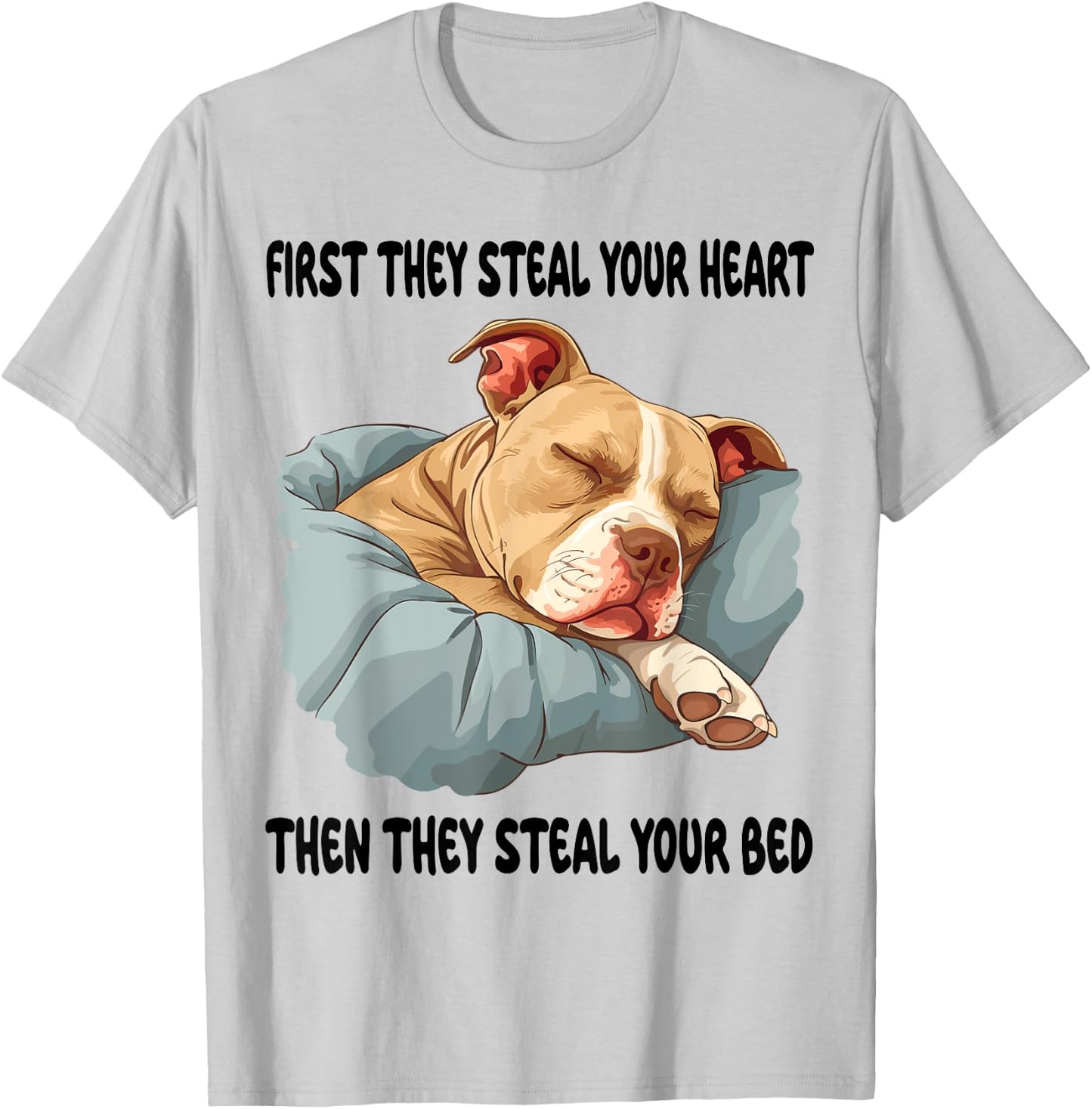 Pitbull Sleeping Pajamas Nightgown T-Shirt - T-Shirt | Ash