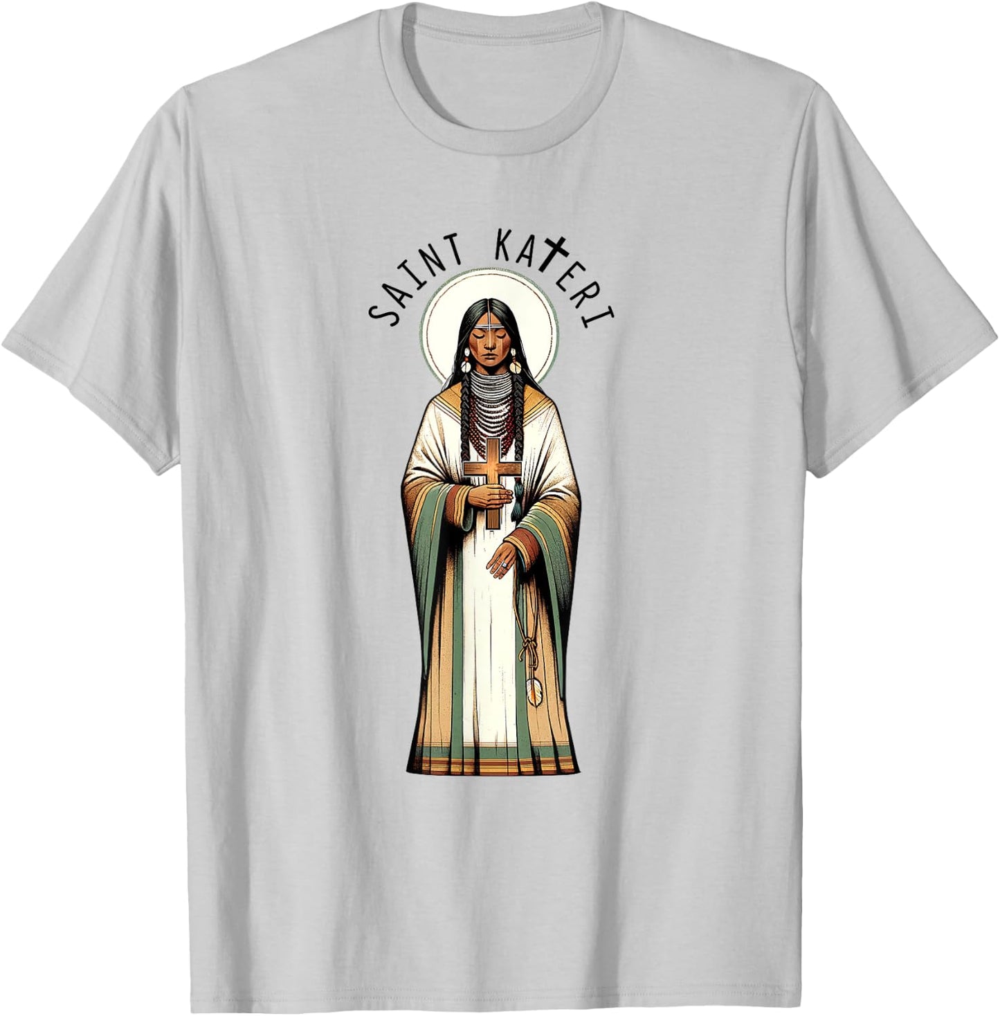 Catholic Lily Of The Mohawks Faith Saint Kateri Tekakwitha T-Shirt - T-Shirt | Ash