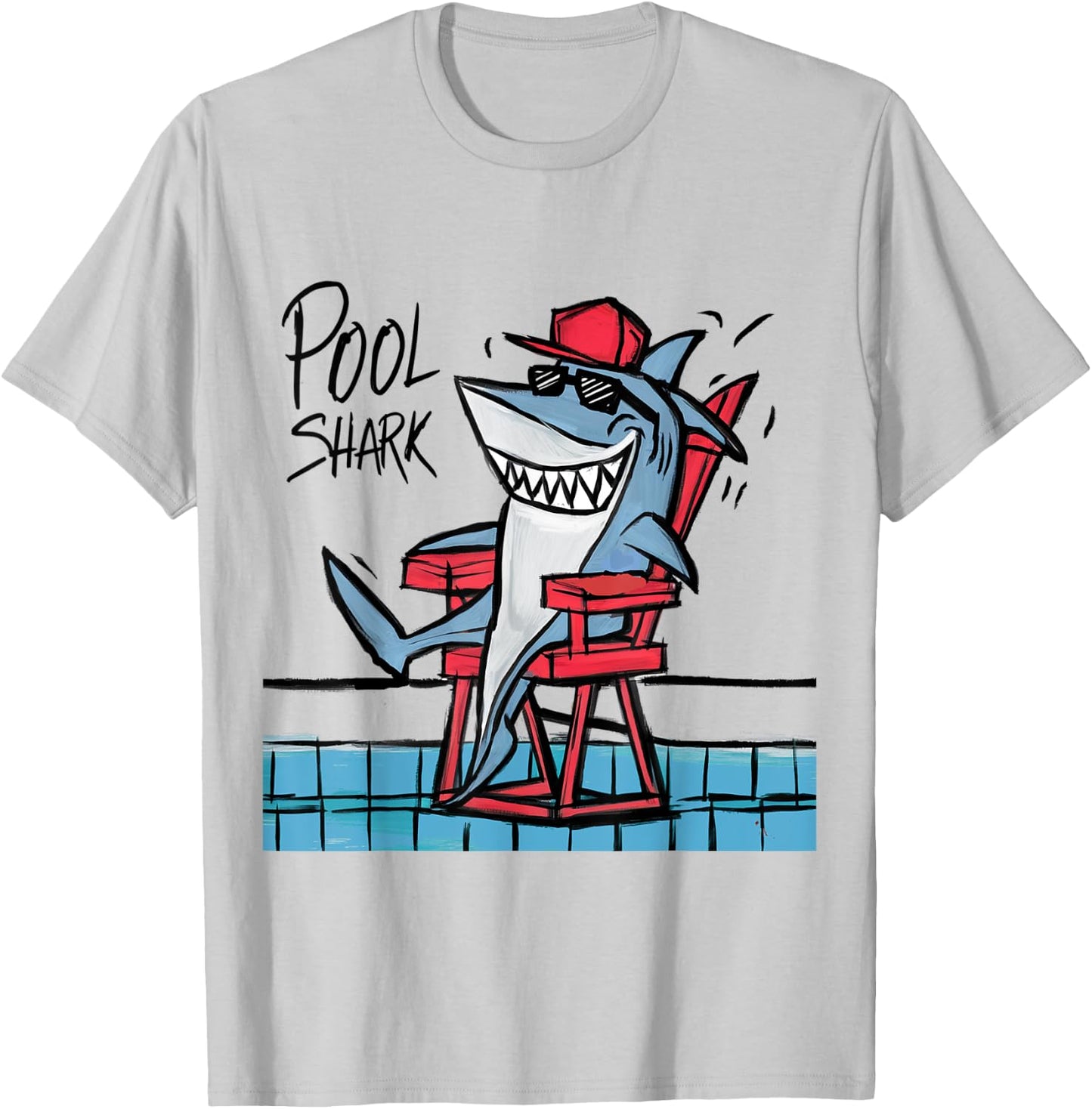 Smileteesfunny Funny Shark Lifeguard Pool Shark Pun T-Shirt - T-Shirt | Ash