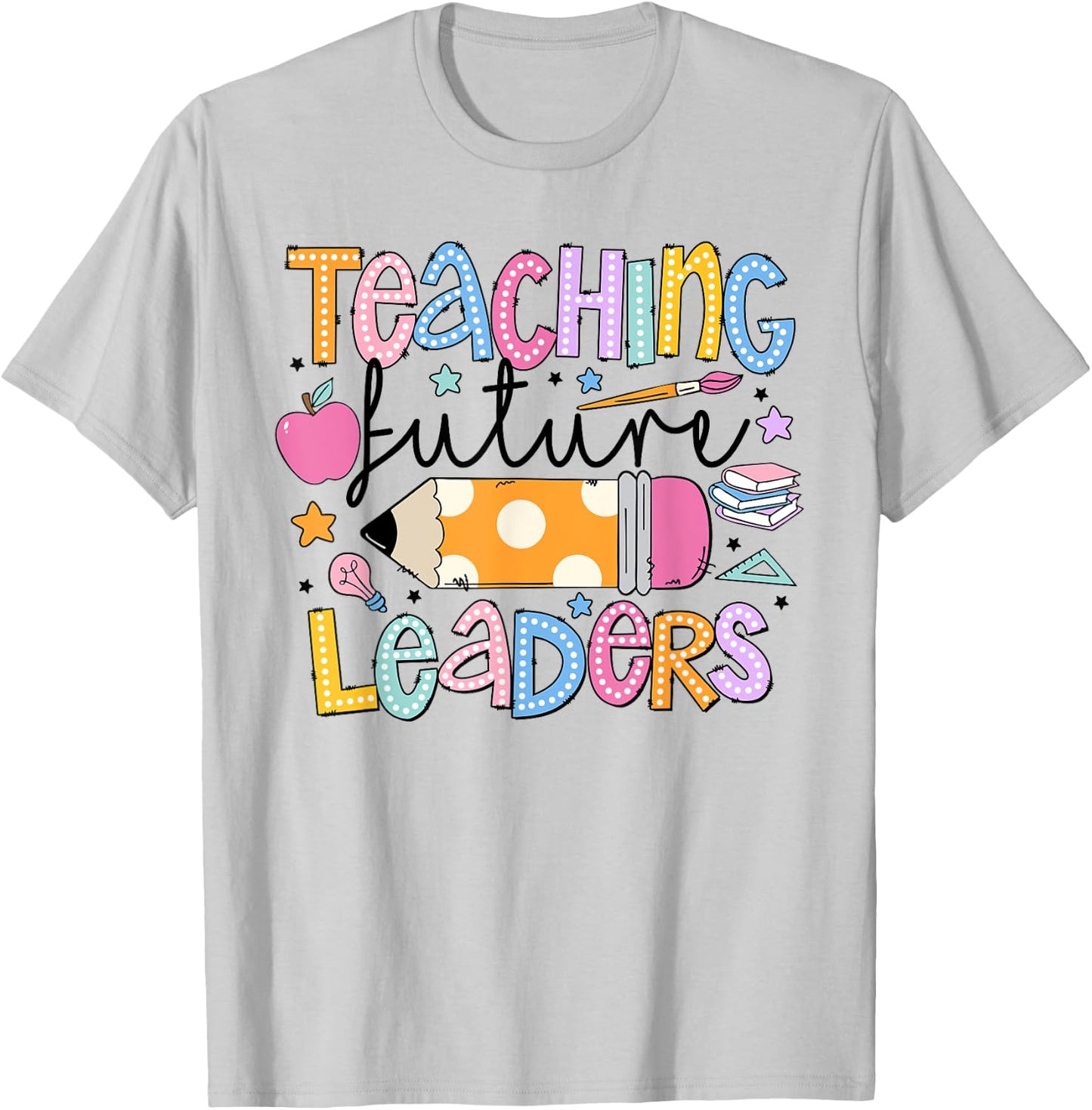 Retro Teaching Future Leaders Groovy Teacher Back To School Women Girls Kids T-Shirt - T-Shirt | Ash