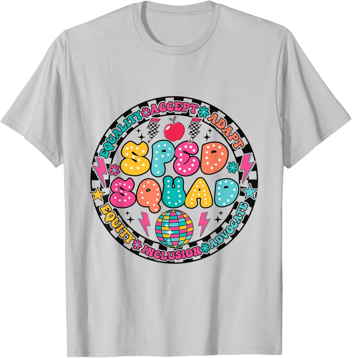 Retro Sped Squad Groovy Special Education Dream Team Teacher T-Shirt - T-Shirt | Ash
