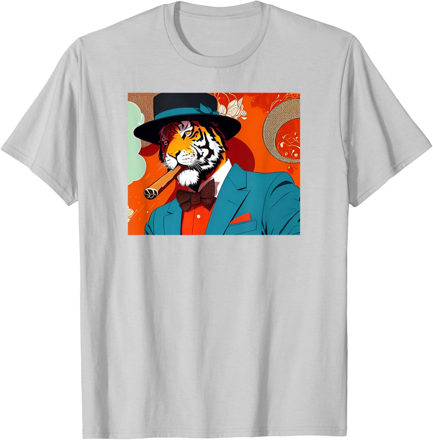 Tiger Smoking Cigar T-Shirt - T-Shirt | Ash