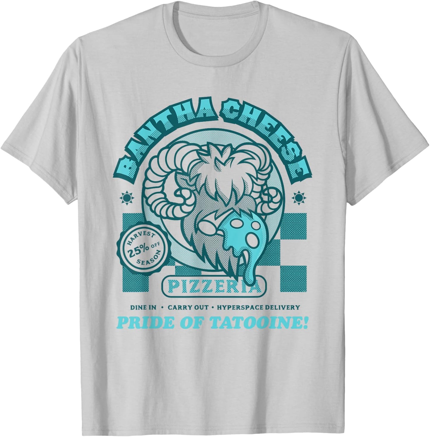 Star Wars Bantha Cheese Pizzeria Blue Milk Pizza Funny T-Shirt - T-Shirt | Ash