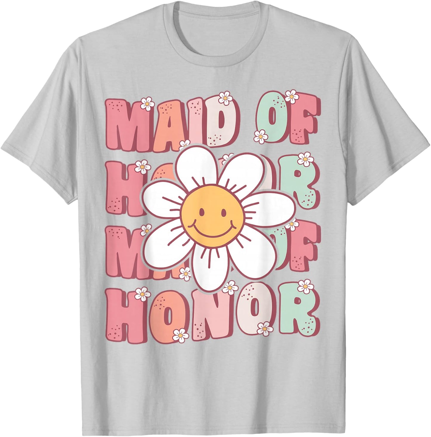 Groovy Maid of Honor Matching Bachelorette Party Wedding T-Shirt - T-Shirt | Ash