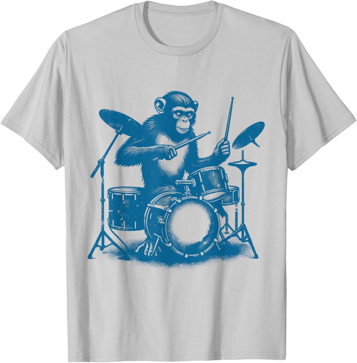 Who Love Drummer Drums Drums Drummer Monkey Playing Drums Vintage Art Monkey On Drums T-Shirt - T-Shirt | Ash