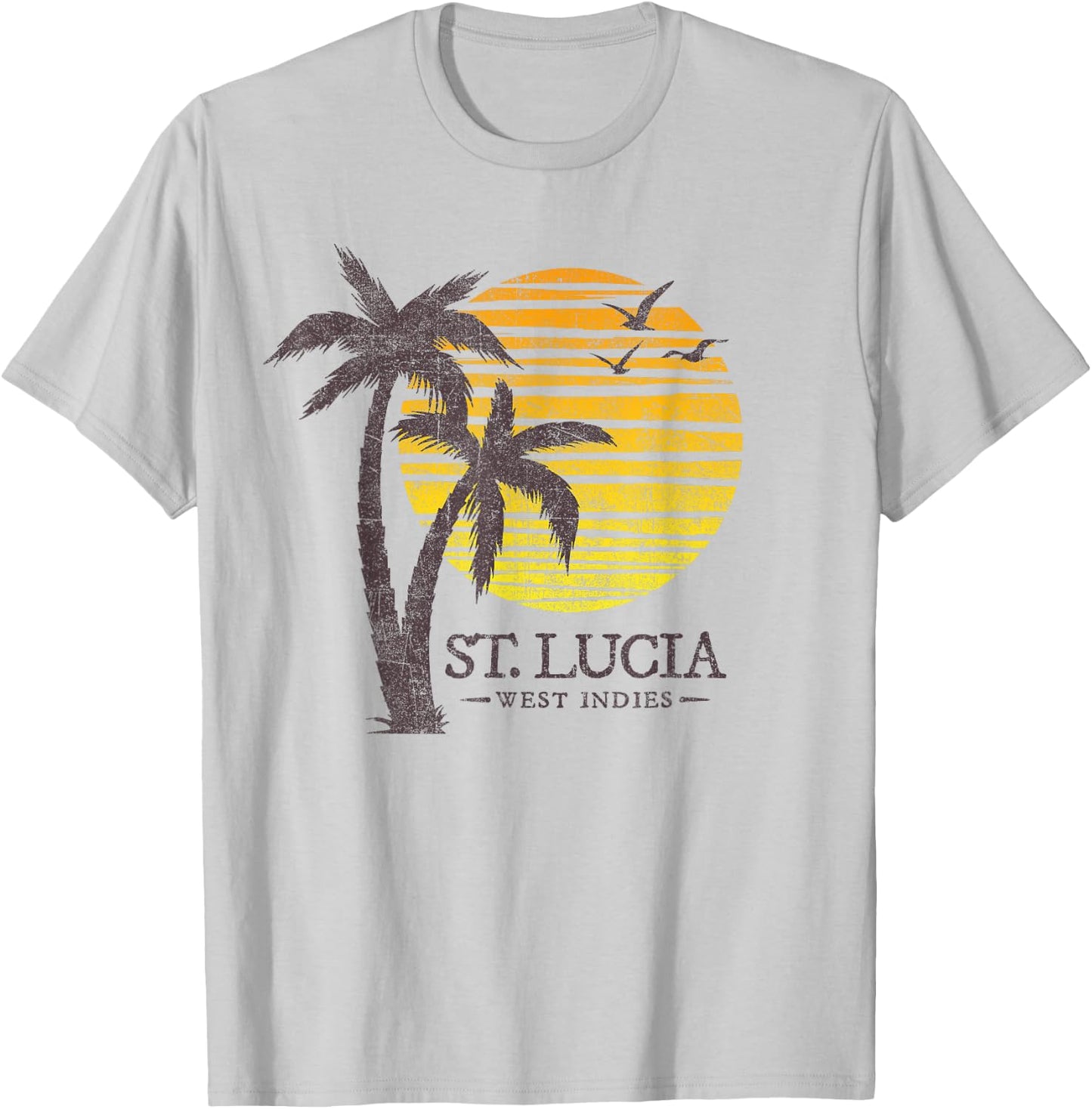Retro St Lucia Beach Sunset Boys Girls Souvenir T-Shirt - T-Shirt | Ash