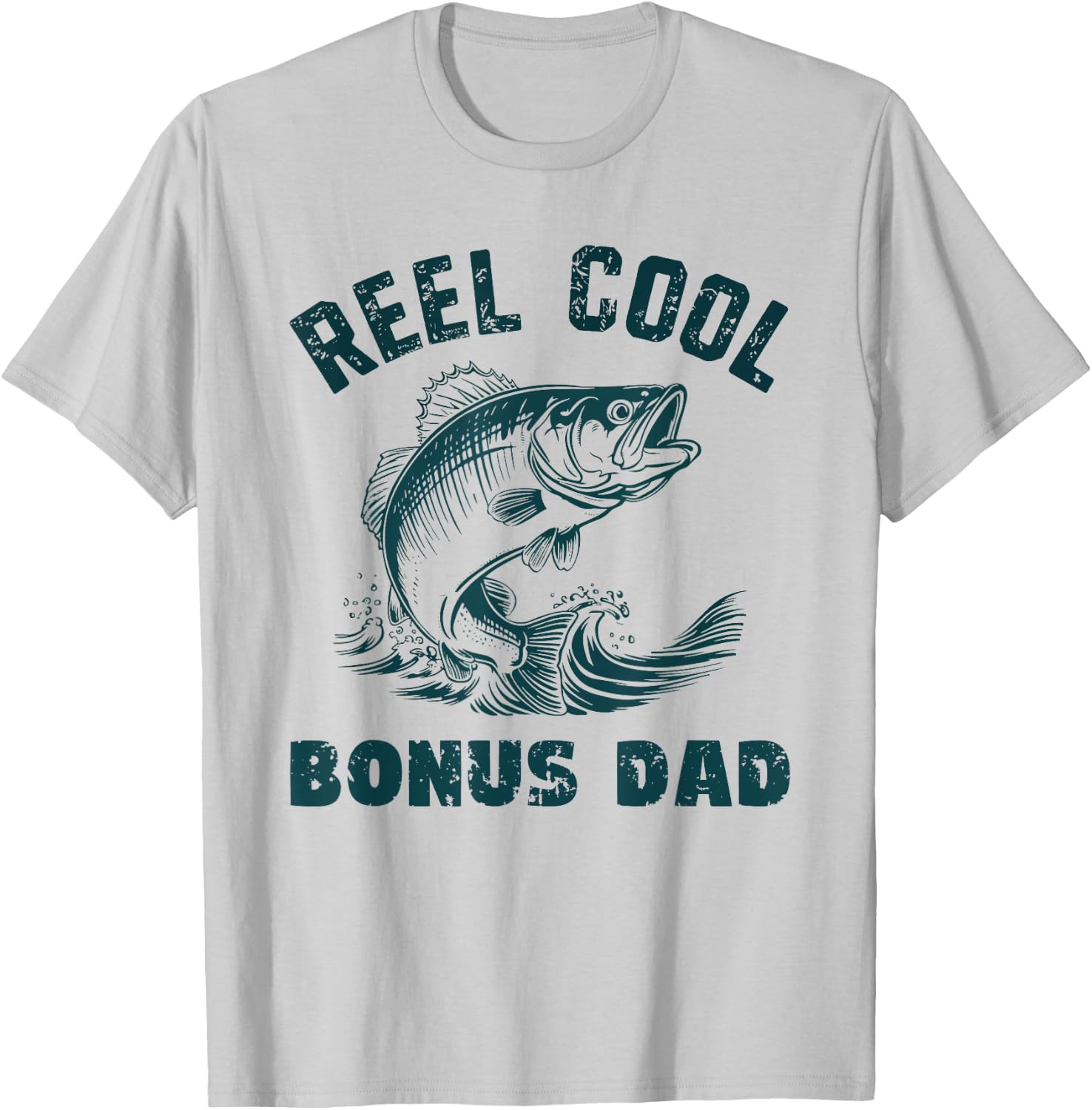 Reel Cool Bonus Dad Fishing Vintage Style Step-Dad StepDad T-Shirt - T-Shirt | Ash