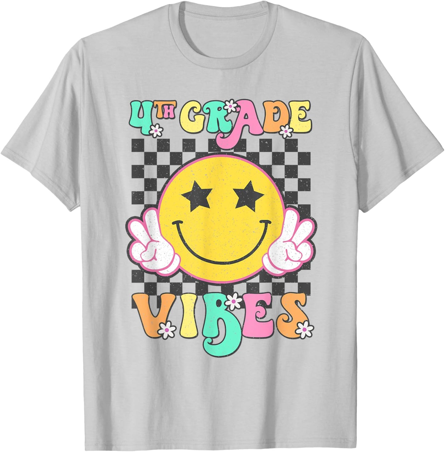 Girls 4th Grade Vibes Smile Face Back to School Fourth grade T-Shirt - T-Shirt | Ash
