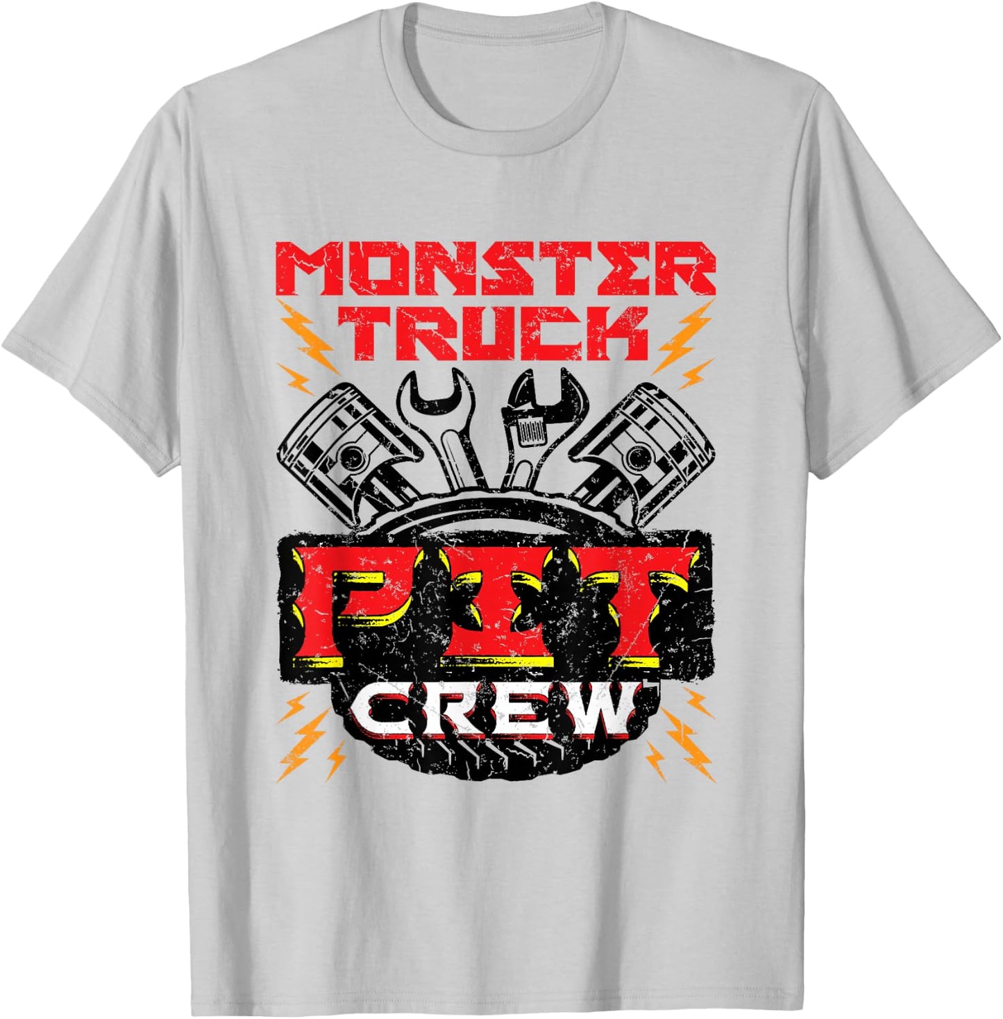 Monster Truck Pit Crew Men Boys Rally T-Shirt - T-Shirt | Ash